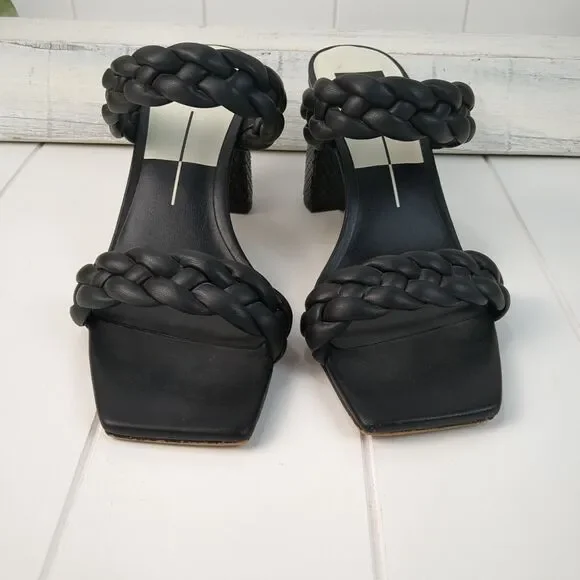 Dolce Vita Paily Black Stella Braided Straps Slip On Heeled Sandals Size 10 - Picture 9 of 13